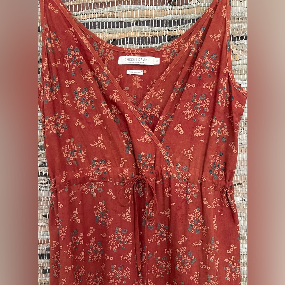 Christy Dawn • The London Dress | Orange Daisy Vine (Block Printed)
